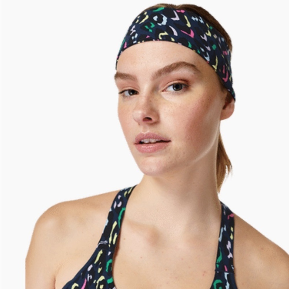 2/$20 ✨NWOT Sweaty Betty Power Headband 2.0 Blue Rainbow Leopard Print